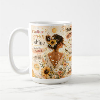 Uplifting floral affirmation watercolor artwork  coffee mug