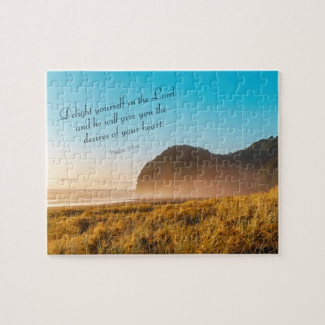 Uplifting Inspirational Bible Verse Psalm 37:4 Jigsaw Puzzle (Horizontal)