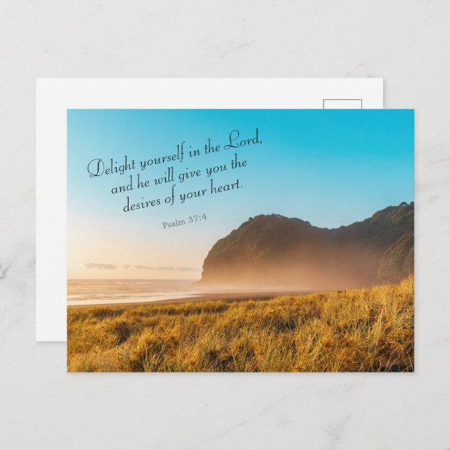 Uplifting Inspirational Bible Verse Psalm 37:4 Postcard (Front/Back)