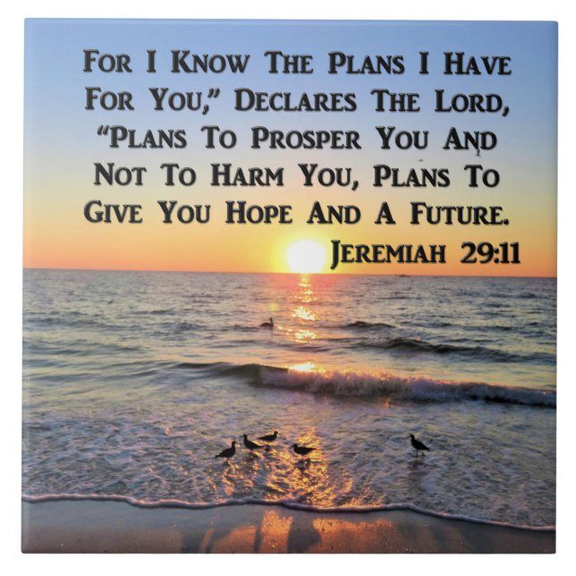 UPLIFTING JEREMIAH 29:11 SUNRISE CERAMIC TILE (Front)