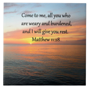 UPLIFTING MATTHEW 11:28 SCRIPTURE VERSE SUNRISE TILE
