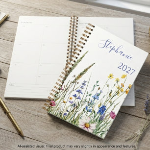 Uplifting Pastel Watercolor Meadow Flowers Planner