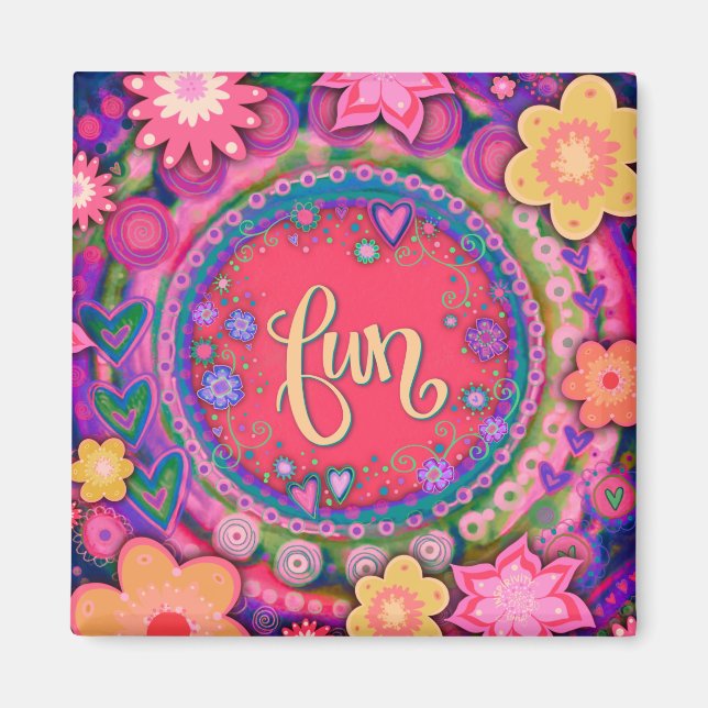 Uplifting Pink Fun Floral Modern Inspirivity Magnet (Front)