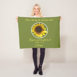 Uplifting Psalm 118:24 Sunflower Personalised Fleece Blanket