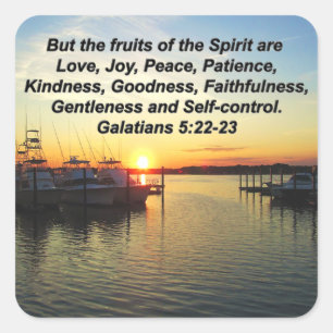 UPLIFTING SUNSET FRUITS OF THE SPIRIT DESIGN SQUARE STICKER