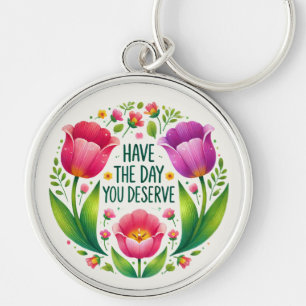 Uplifting Tulip Keychain - Bright Floral Design
