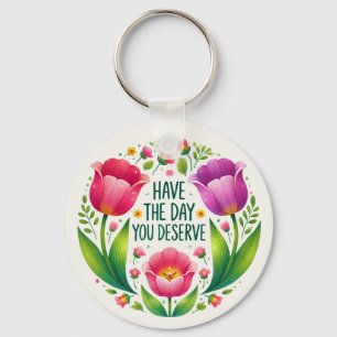 Uplifting Tulip Keychain - Bright Floral Design