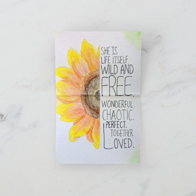 Uplifting Watercolor Sunflower Encouragement Card (Inside)