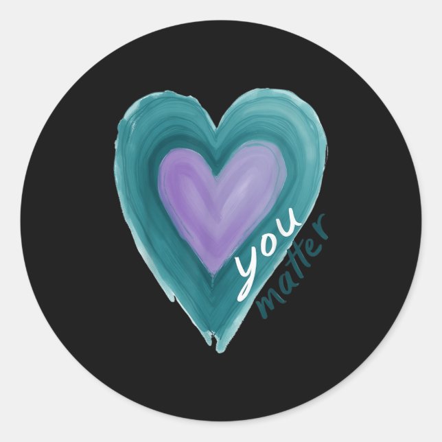 Uplifting you  Suicide Prevention Heart Design  Classic Round Sticker (Front)