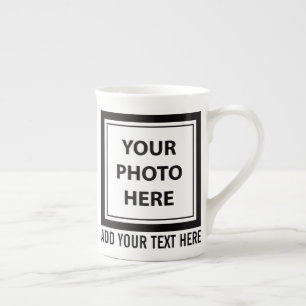 Upload 2 Photos & Add Text – Customize Picture Bone China Mug
