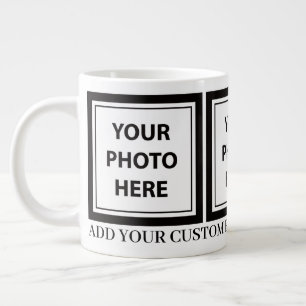 Upload 3 Photos & Add Text – Customise Picture Large Coffee Mug