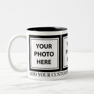 Upload 3 Photos & Add Text – Customise Picture Two-Tone Coffee Mug