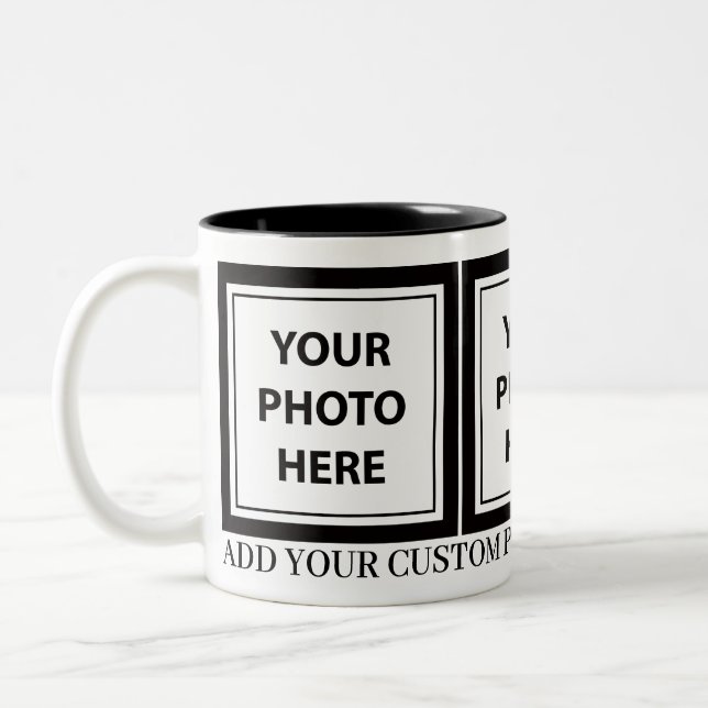 Upload 3 Photos & Add Text – Customise Picture Two-Tone Coffee Mug (Left)
