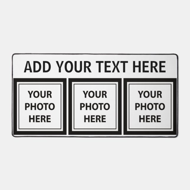 Upload 3Photos & Add Text – Simple Picture Desk Mat (Front)