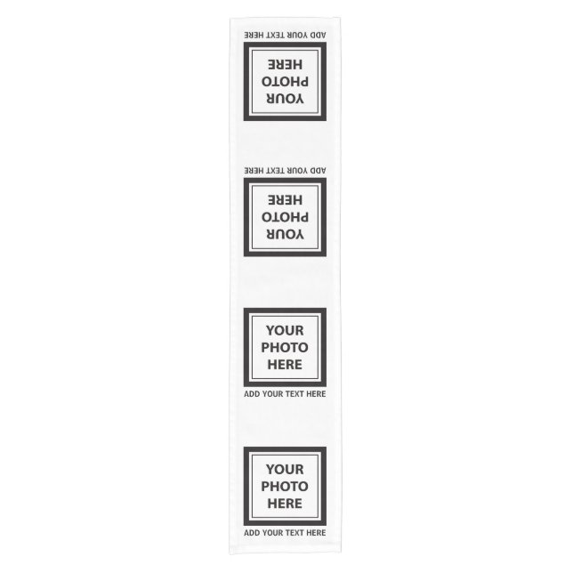 Upload 4 Photos & Add Text – Customise Picture Short Table Runner (Front)