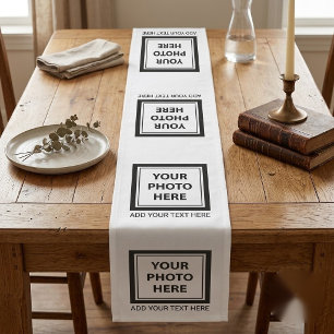 Upload 4 Photos & Add Text – Customise Picture Short Table Runner