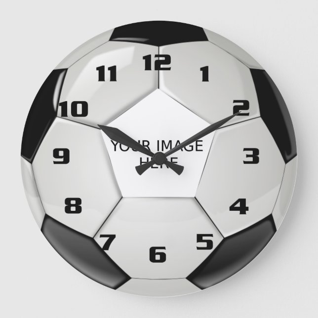 Upload a Photo Create your Custom Soccer Ball Large Clock (Front)