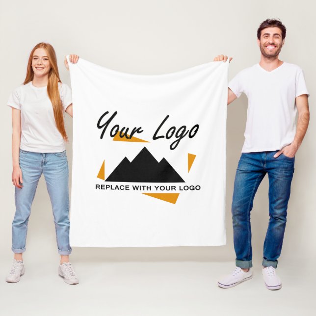 Upload  Add Your Logo Photo Collage Retro Pattern Fleece Blanket (In Situ)