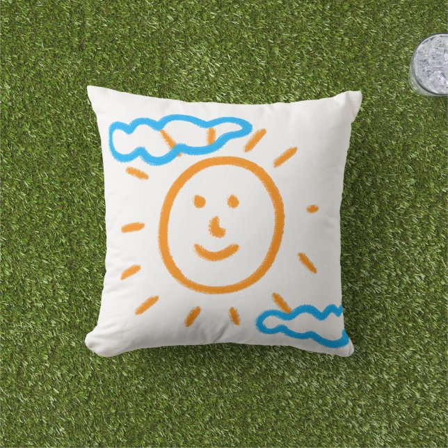 Upload Art Drawing Turn Kids Artwork to  Cushion (Grass)