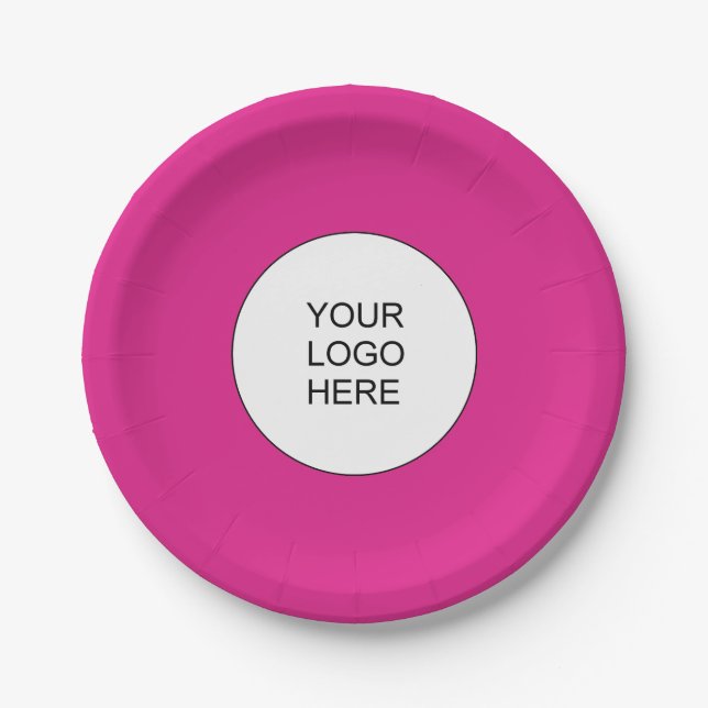 Upload Business Company Logo Add Text Template Paper Plate (Front)