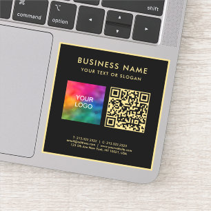 Upload Business Logo Black & Gold Elegant QR Code