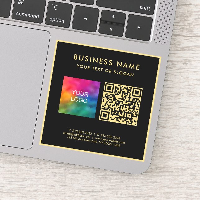 Upload Business Logo Black & Gold Elegant QR Code (Detail)