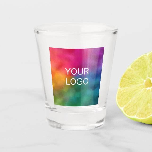 Upload Business Logo Here Add Name Text Single Shot Glass (Front)