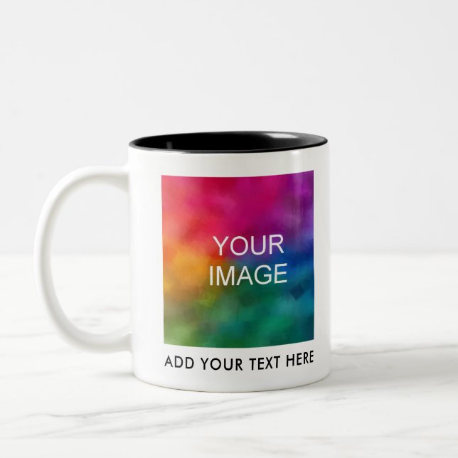 Upload Business Logo Image Photo Add Text Name Two-Tone Coffee Mug (Left)