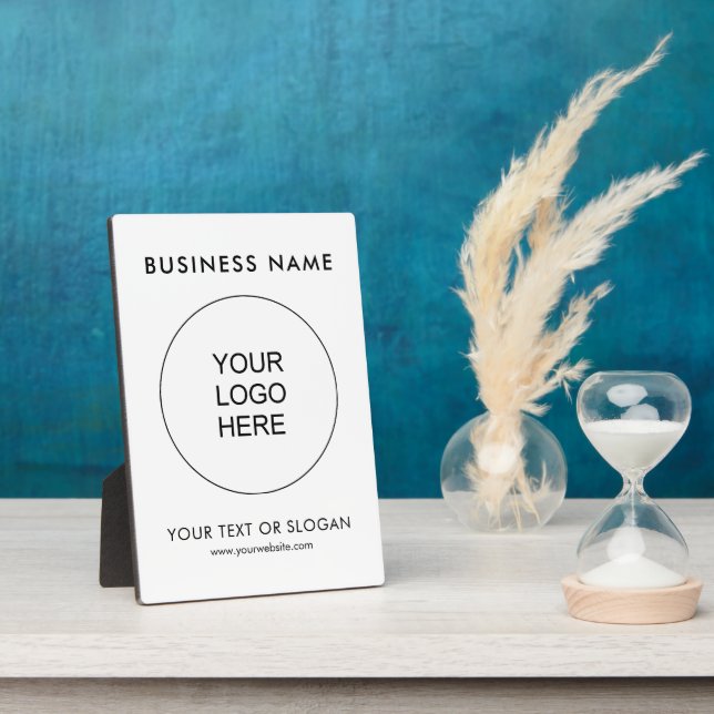 Upload Business Logo Text Simple Template Tabletop Plaque (Side)