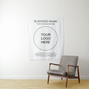 Upload Business Logo Text Vertical Medium Backdrop Tapestry