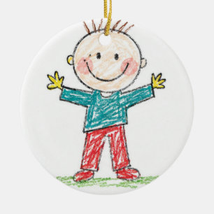 Upload Childs Drawing Turn Kids Artwork to Ceramic Ornament