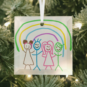 Upload Childs Drawing Turn Kids Artwork to Glass Tree Decoration