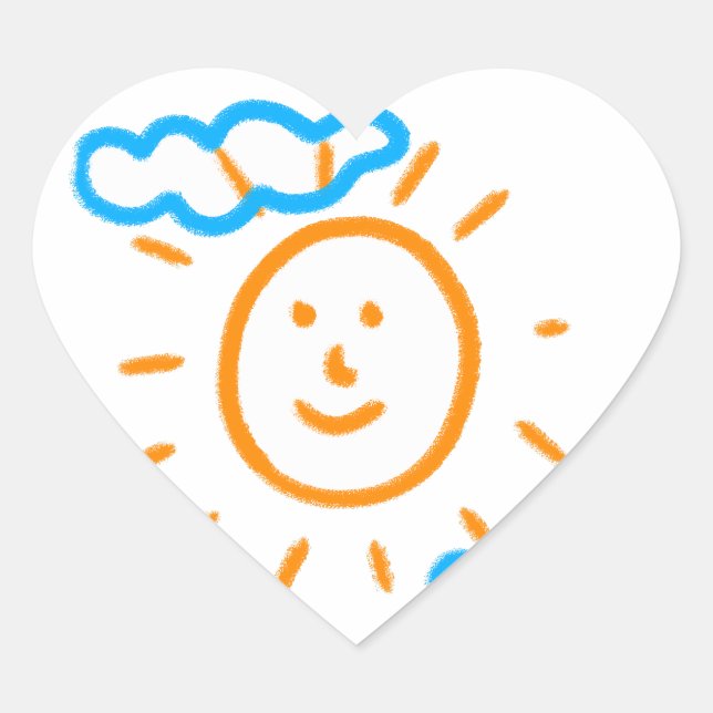 Upload Childs Drawing Turn Kids Artwork to Heart Sticker (Front)