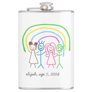 Upload Childs Drawing Turn Kids Artwork to Hip Flask