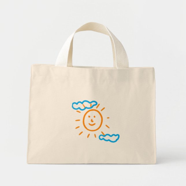 Upload Childs Drawing Turn Kids Artwork to Mini Tote Bag (Front)