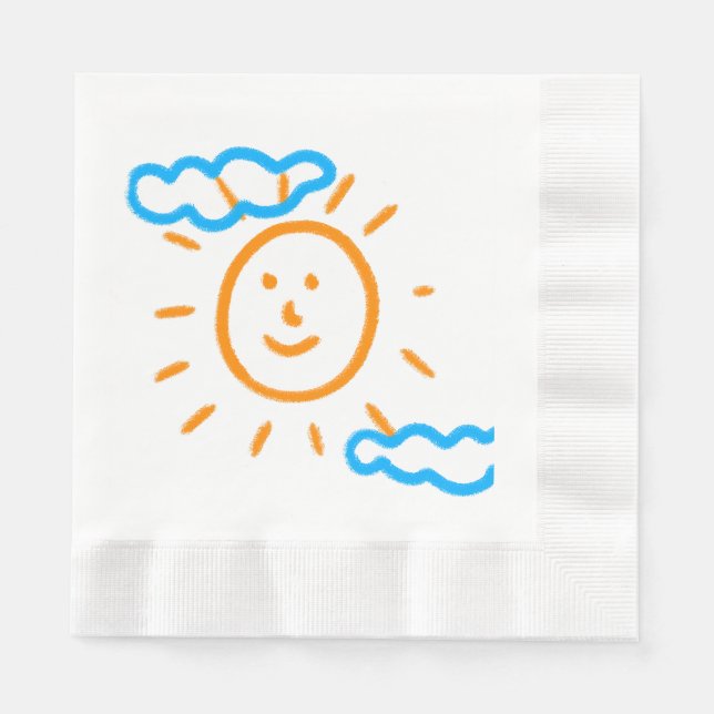 Upload Childs Drawing Turn Kids Artwork to Napkin (Front)