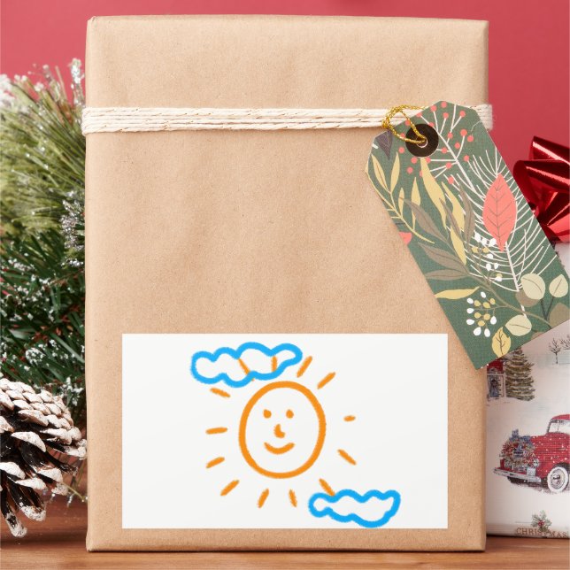 Upload Childs Drawing Turn Kids Artwork to Rectangular Sticker (Holiday)