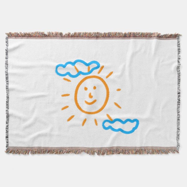 Upload Childs Drawing Turn Kids Artwork to Throw Blanket (Front)
