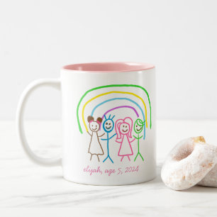 Upload Childs Drawing Turn Kids Artwork to Two-Tone Coffee Mug