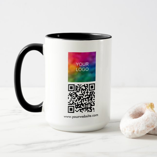 Upload Company Logo Custom QR Code Combo Mug (With Donut)