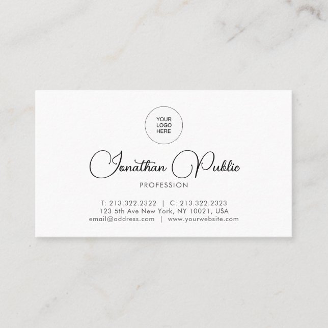 Upload Company Logo Here Script Name Custom Business Card (Front)
