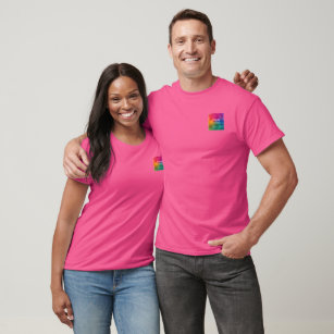 Upload Company Logo Mens Modern Wow Pink Template T-Shirt