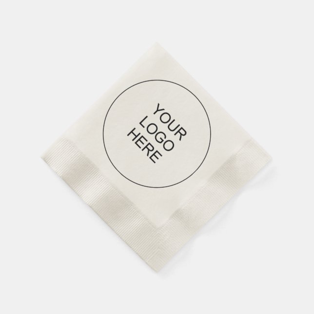 Upload Company Logo Text  Ecru Coined Cocktail Napkin (Corner)