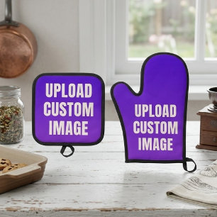 Upload Custom 2 Image - Add Your Own To Print On A Oven Mitt & Pot Holder Set