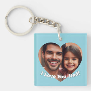 Upload Custom Heart Photo Add Name for Dad Key Ring
