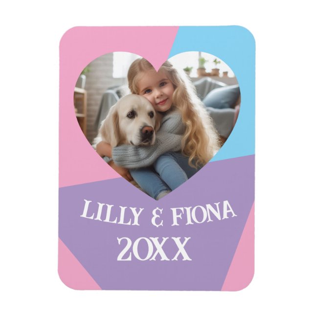 Upload Custom Heart Photo & Name Gift for Parent Magnet (Vertical)