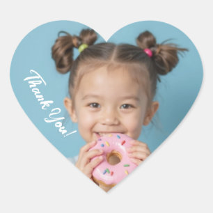 Upload Custom Photo Kids Thank You Modern Heart Sticker