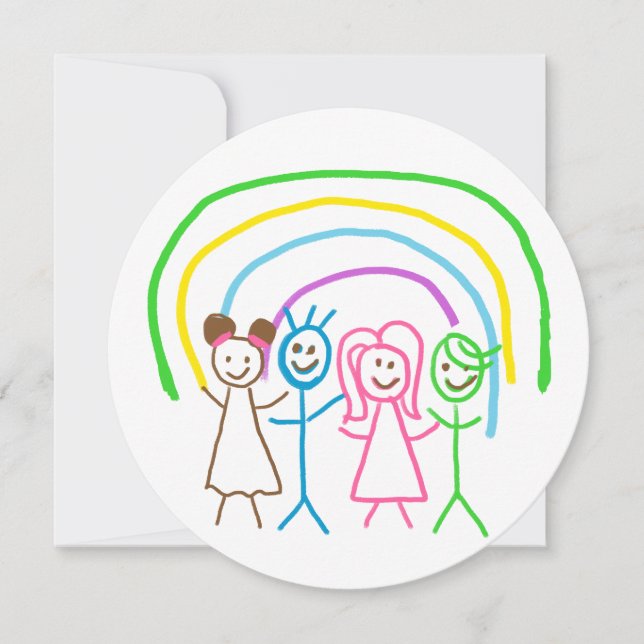 Upload Drawing Turn Kids Artwork to Round Thank You Card (Front)