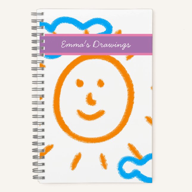 Upload Drawing Turn Kids Artwork to Sketchbook Notebook (Front)