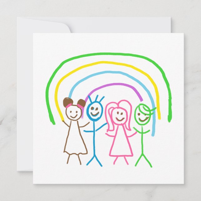 Upload Drawing Turn Kids Artwork to  Thank You Card (Front)